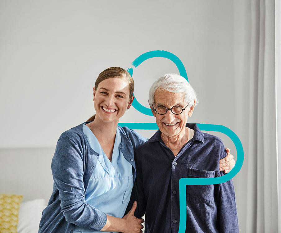 Pflegefachperson mit altem Mann